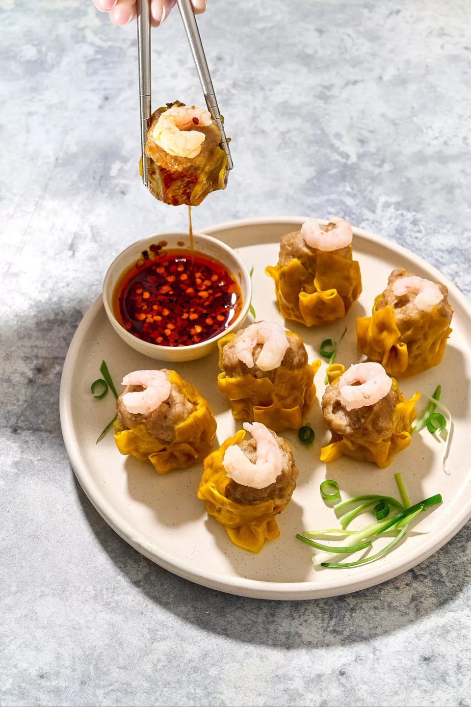 Siumai with Cucumber Salad in Sichuan Style Dressing