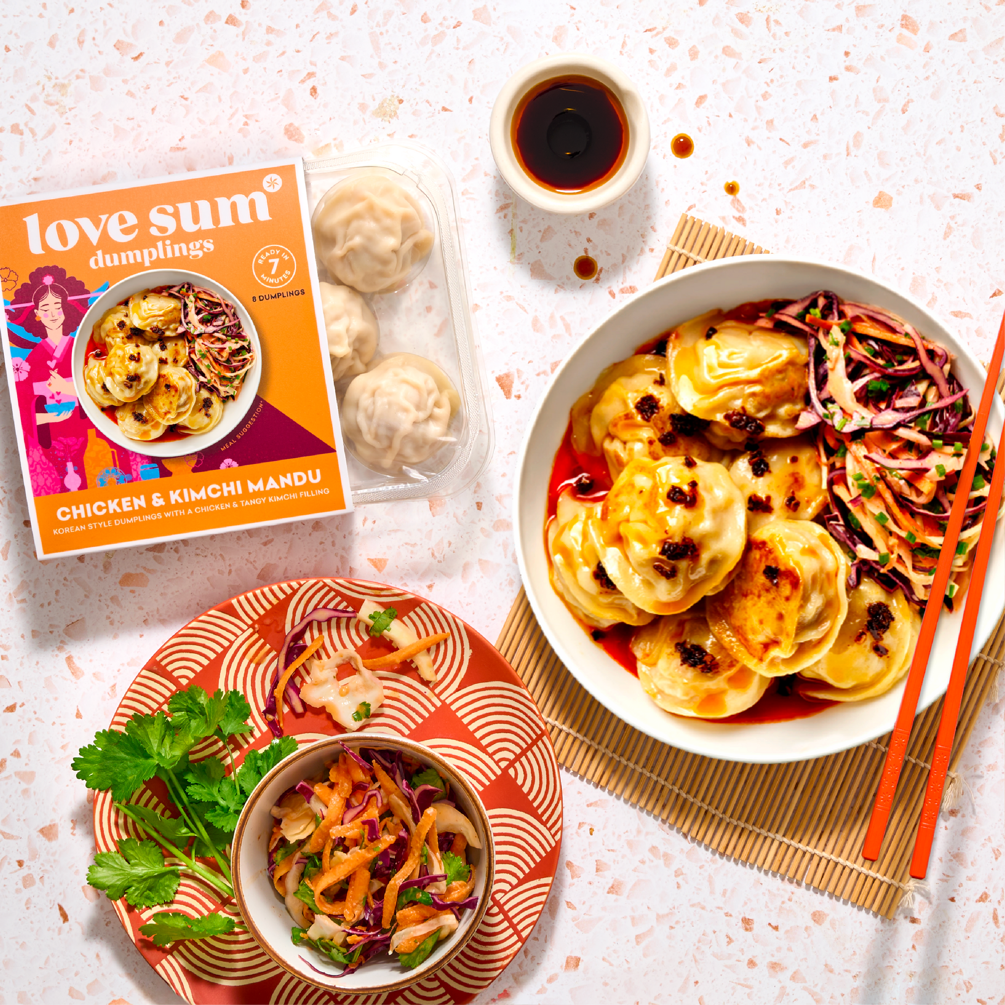 Mandu with Hot & Sweet Gochujang Coleslaw