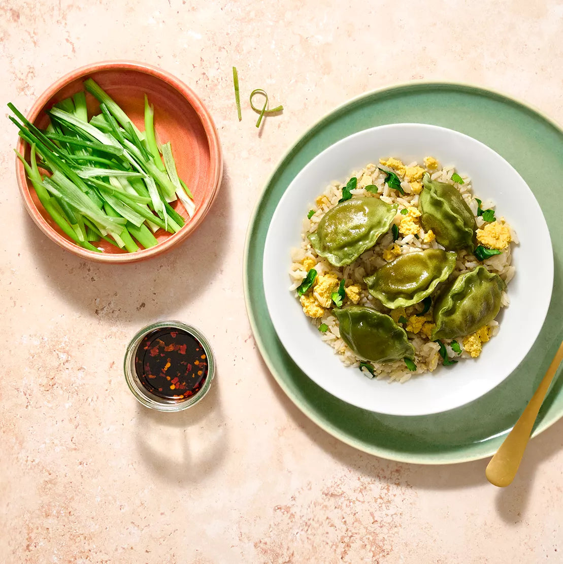 Jiaozi with Egg Fried Rice